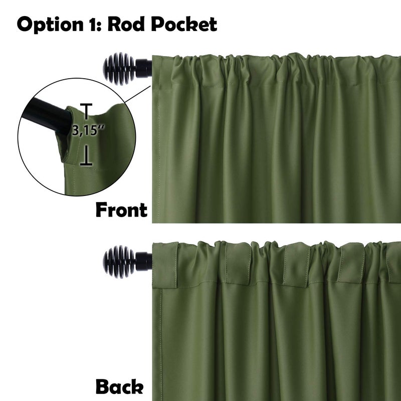 DWCN Patio Sliding Door Curtains - Christmas Extra Wide Curtains for Glass Door, Room Divider Blackout Thermal Curtain with Back Tab & Rod Pocket for Bedroom Partition, 100 x 96 Inches, Olive Green - Image 3